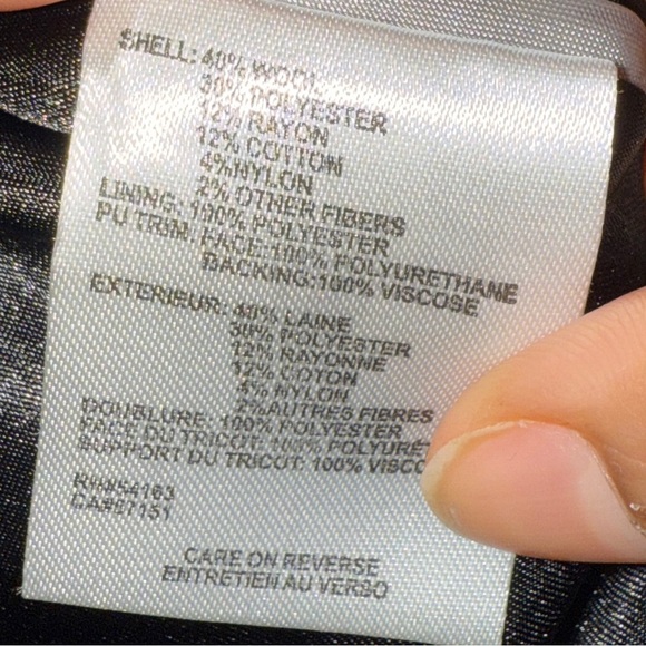 CALVIN KLEIN  Faux-Leather-Trim Asymmetrical Walker Coat SIZE: SMALL - Picture 10 of 12